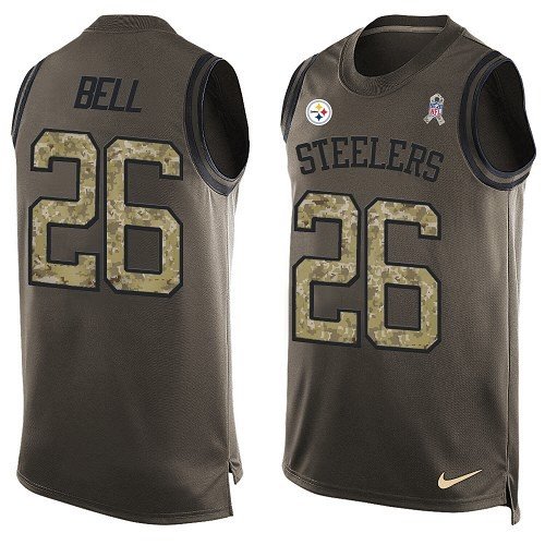 Men's Limited Le'Veon Bell Nike Jersey Green - #26 Salute to Service Tank Top NFL Pittsburgh Steelers